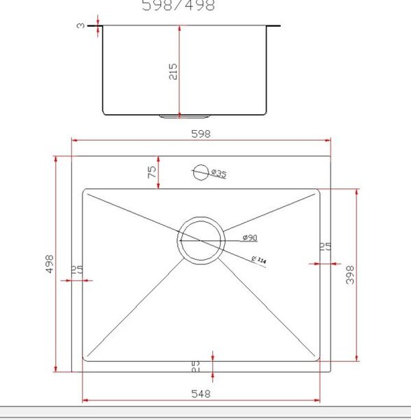 Gamma Gamma, chiuvetă din oțel cu 1 compartiment 600x500x210 mm, auriu mat, GMA-S6050-GD
