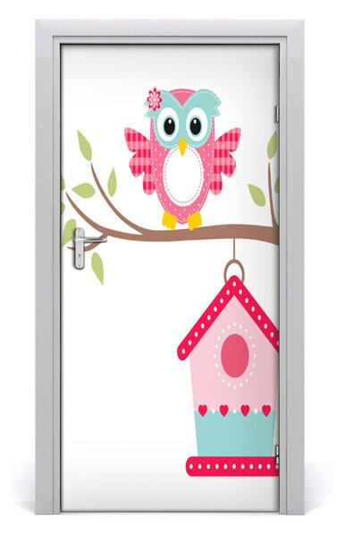 Autocolante pentru usi Owl pe o ramură