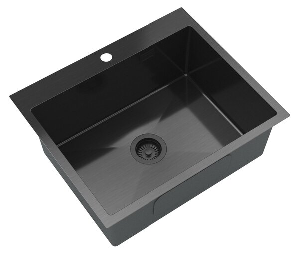 Gamma Gamma, chiuvetă din oțel cu 1 compartiment 600x500x210 mm, negru, GMA-S6050-BK