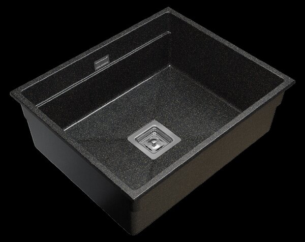 Gamma Decor 6050, chiuvetă granit cu 1 compartiment 600x500x220 mm, negru cu puncte aurii, GMA-ZLE000112