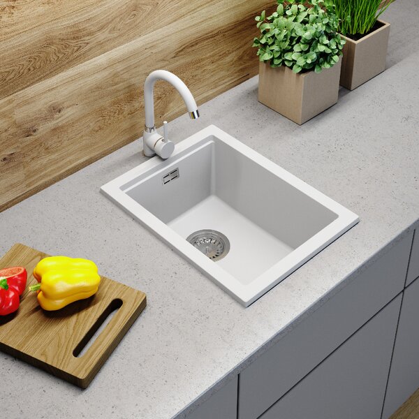 Gamma Decor 3850, chiuvetă granit cu 1 compartiment 380x500x207 mm, alb, GMA-ZLE000158