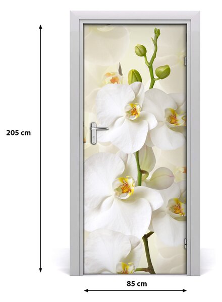 Autocolante pentru usi Wall decal USI autocolant alb orhidee