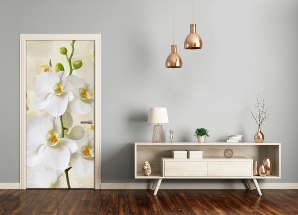 Autocolante pentru usi Wall decal USI autocolant alb orhidee