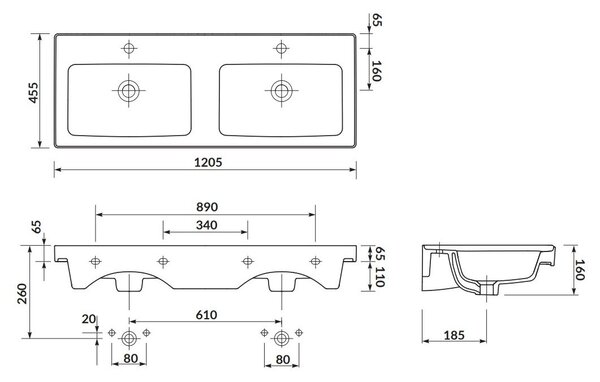 Cersanit Crea, SET B284 dulap cu chiuveta 120 cm, alb lucios, S801-323