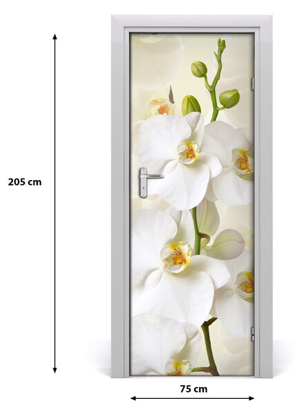 Autocolante pentru usi Wall decal USI autocolant alb orhidee