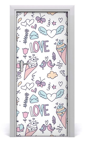 Autocolante pentru usi model romantic