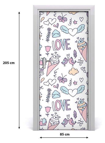 Autocolante pentru usi model romantic