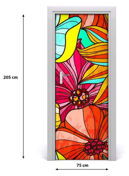 Autocolante pentru usi flori colorate