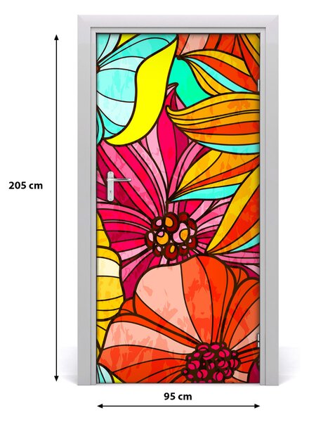 Autocolante pentru usi flori colorate
