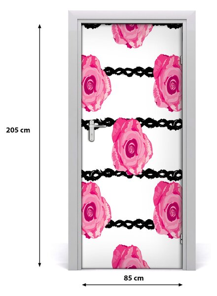 Autocolante pentru usi Furnir imagini de fundal adezive Roses usi