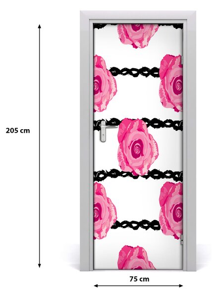 Autocolante pentru usi Furnir imagini de fundal adezive Roses usi