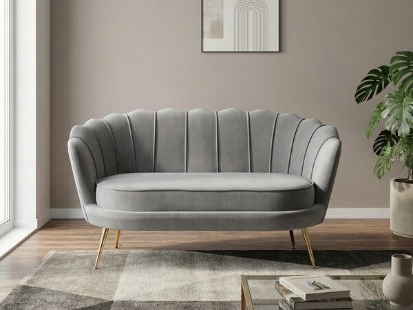 Canapea Houston 827, Numărul de locuri: 2, Auriu, Gri, 133x77x77cm, 24 kg, Tapiterie, Picioare: Metal