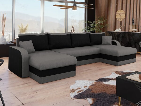Colțar Comfivo Melissa IV, Funcția de dormit, Spațiu de depozitare, 304x140x80cm, 140.5 kg, Picioare: Plastic