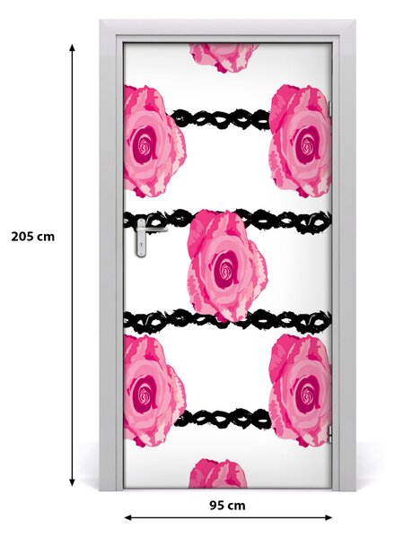 Autocolante pentru usi Furnir imagini de fundal adezive Roses usi