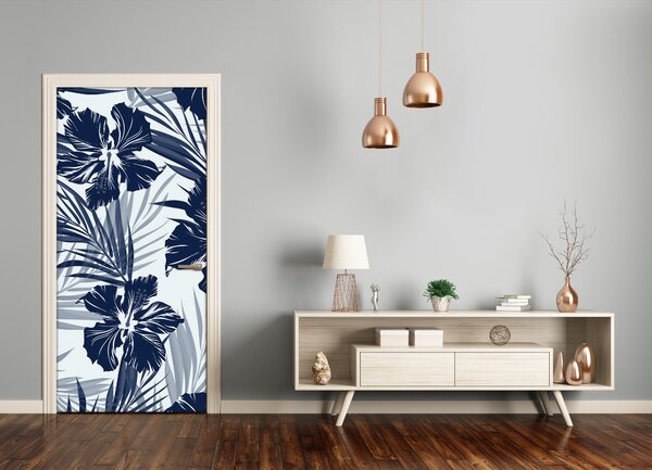 Autocolante pentru usi flori tropicale