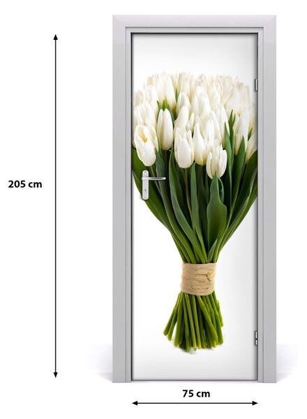 Autocolante pentru usi Perete decor autocolant alb lalele UȘĂ