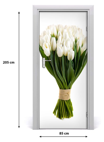 Autocolante pentru usi Perete decor autocolant alb lalele UȘĂ