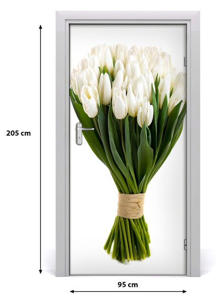 Autocolante pentru usi Perete decor autocolant alb lalele UȘĂ