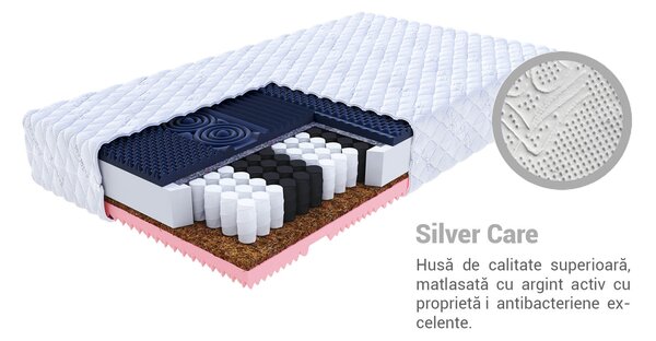 Saltea cu arcuri împachetate Gina 90x200 Husă: Silver Care (husă suplimentară), Înălțime: 27 cm