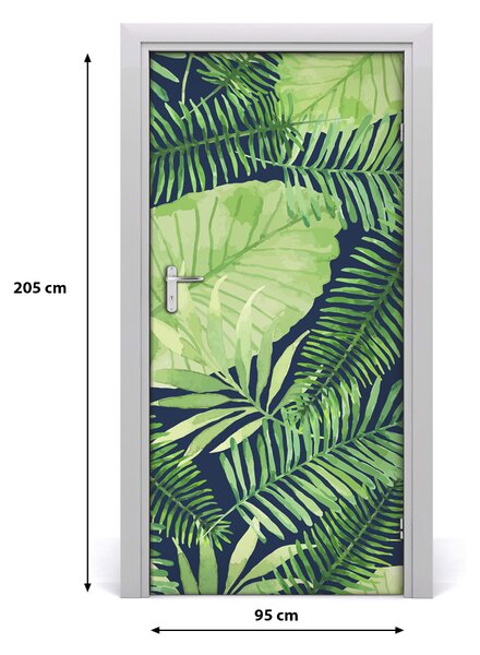 Autocolante pentru usi frunze tropicale