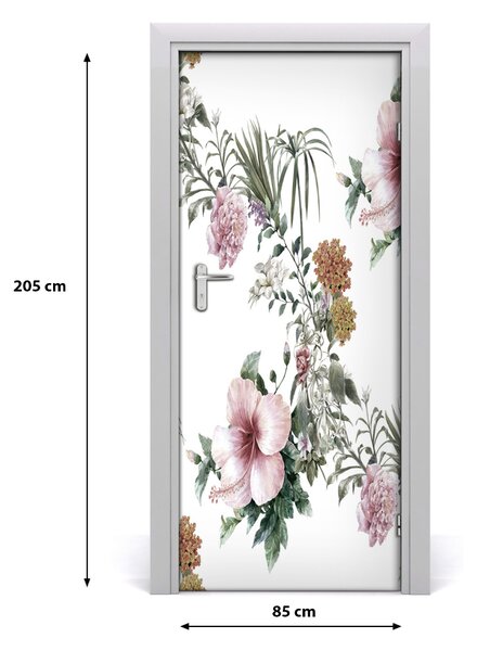 Autocolante pentru usi flori tropicale