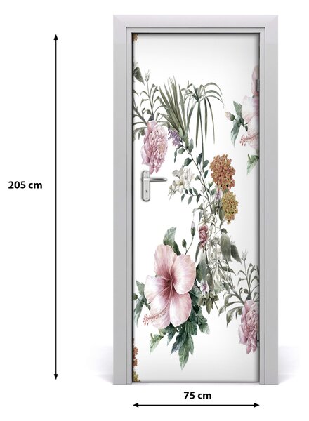 Autocolante pentru usi flori tropicale