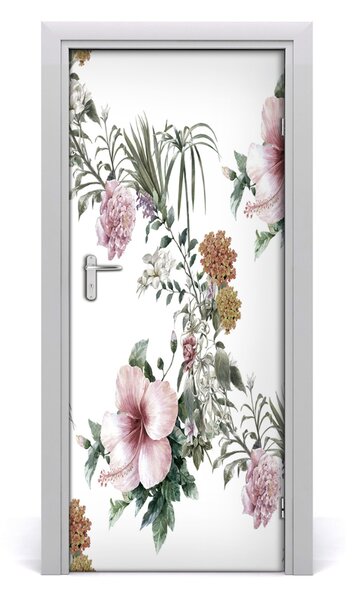 Autocolante pentru usi flori tropicale