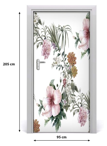 Autocolante pentru usi flori tropicale