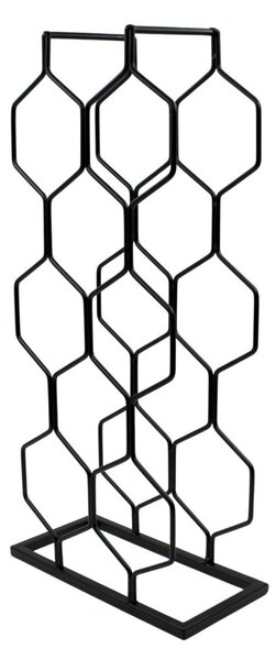 Suport de vin, 8 sticle, metal, 23x11x48 cm, negru