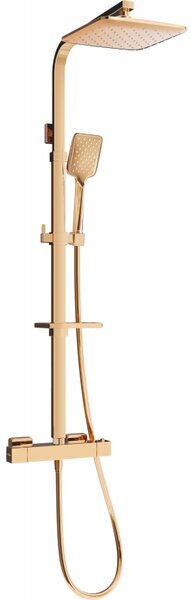 Mexen - Set de duș CQ62 cu robinet termostatic Cube, roz-auriu, 772506295-60