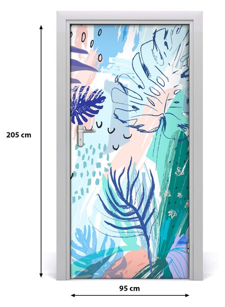 Autocolante pentru usi frunze tropicale