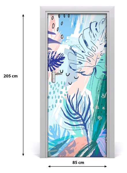 Autocolante pentru usi frunze tropicale