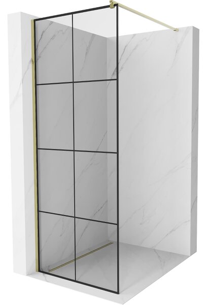 Paravan de dus Mexen Kioto 80x200 cm 8 mm, profil auriu, sticla neagra model 1, 800-080-101-01-77