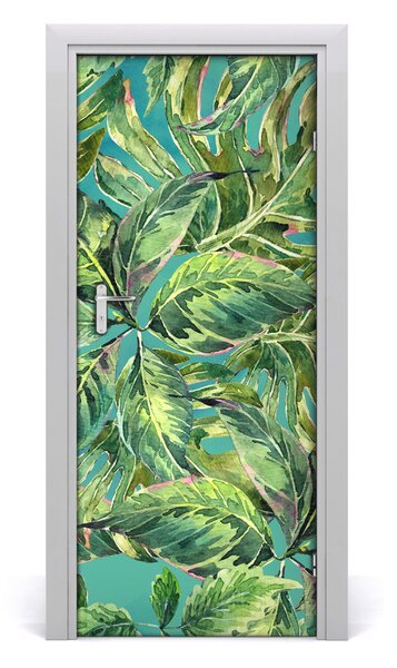 Autocolante pentru usi frunze tropicale
