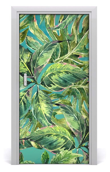Autocolante pentru usi frunze tropicale