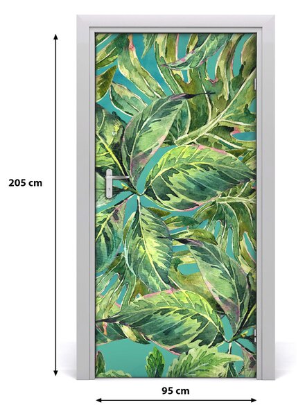 Autocolante pentru usi frunze tropicale