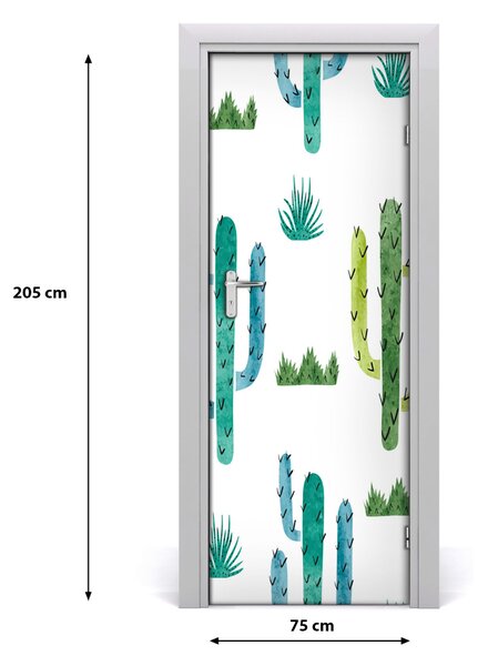 Autocolante pentru usi Furnir adeziv imagini de fundal ușă Cactuși