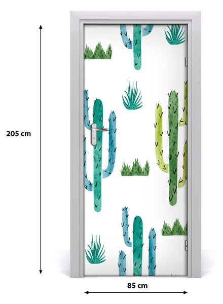 Autocolante pentru usi Furnir adeziv imagini de fundal ușă Cactuși