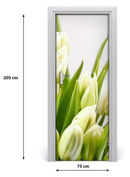 Autocolante pentru usi Perete decor autocolant alb lalele UȘĂ
