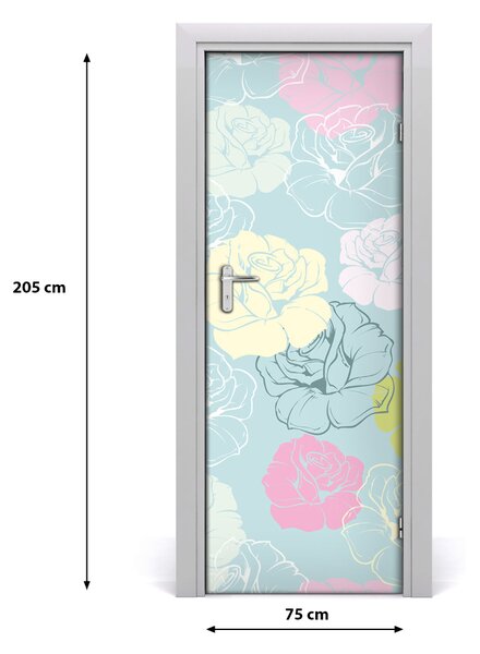 Autocolante pentru usi Furnir imagini de fundal adezive Roses usi