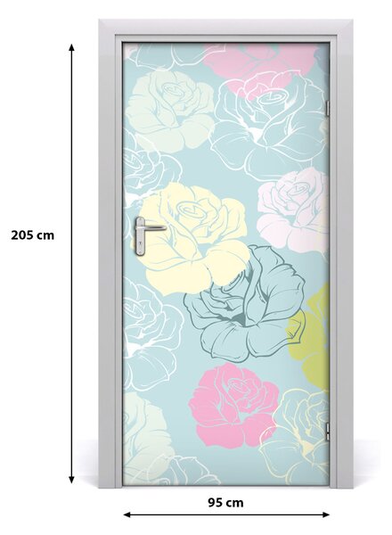 Autocolante pentru usi Furnir imagini de fundal adezive Roses usi