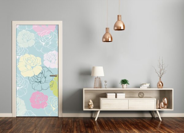 Autocolante pentru usi Furnir imagini de fundal adezive Roses usi