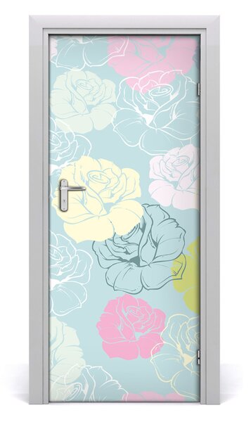 Autocolante pentru usi Furnir imagini de fundal adezive Roses usi