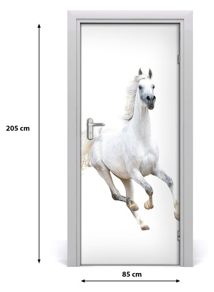 Autocolante pentru usi Adeziv autocolant alb ușă cal în galop