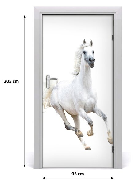 Autocolante pentru usi Adeziv autocolant alb ușă cal în galop