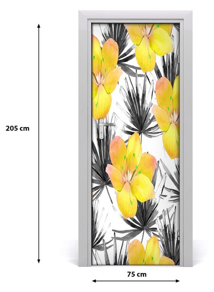Autocolante pentru usi flori tropicale