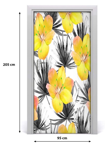 Autocolante pentru usi flori tropicale