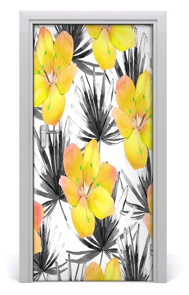 Autocolante pentru usi flori tropicale