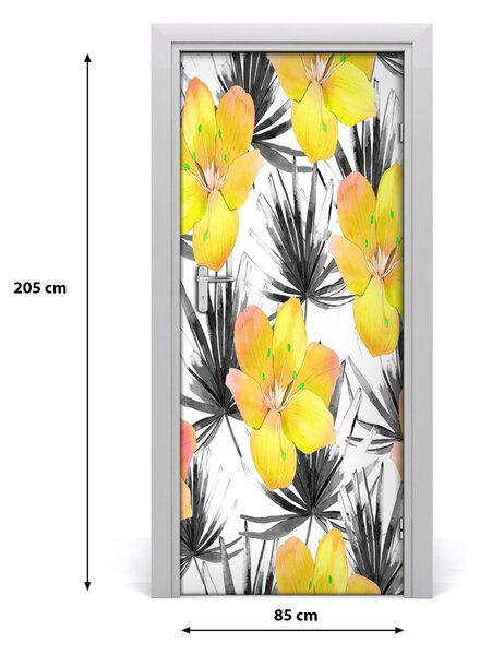 Autocolante pentru usi flori tropicale