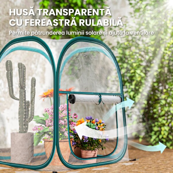 Outsunny Seră Mică Portabilă cu Design Pop-up și Geantă de Depozitare, 70x70x80 cm, Transparent | Aosom Romania